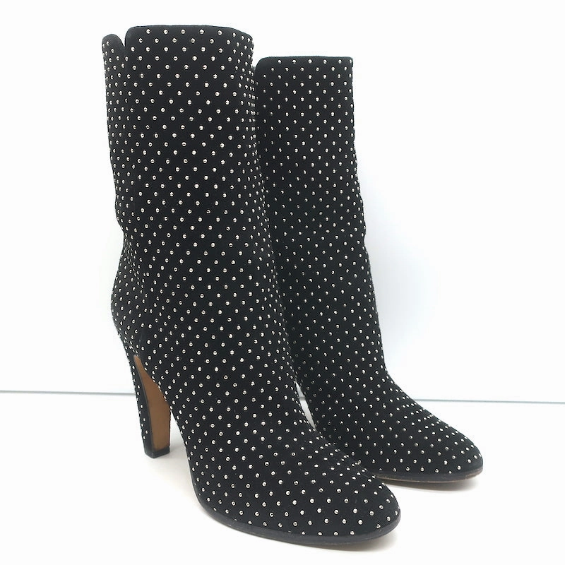 Jimmy Choo Tari Studded Ankle Boots Black Suede Size 39.5 Rain Boots With Heels