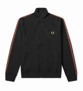 Cheap Hooded Sweatshirts Wholesale Fred Perry Authentic Taped Seam Track Jacket Black
