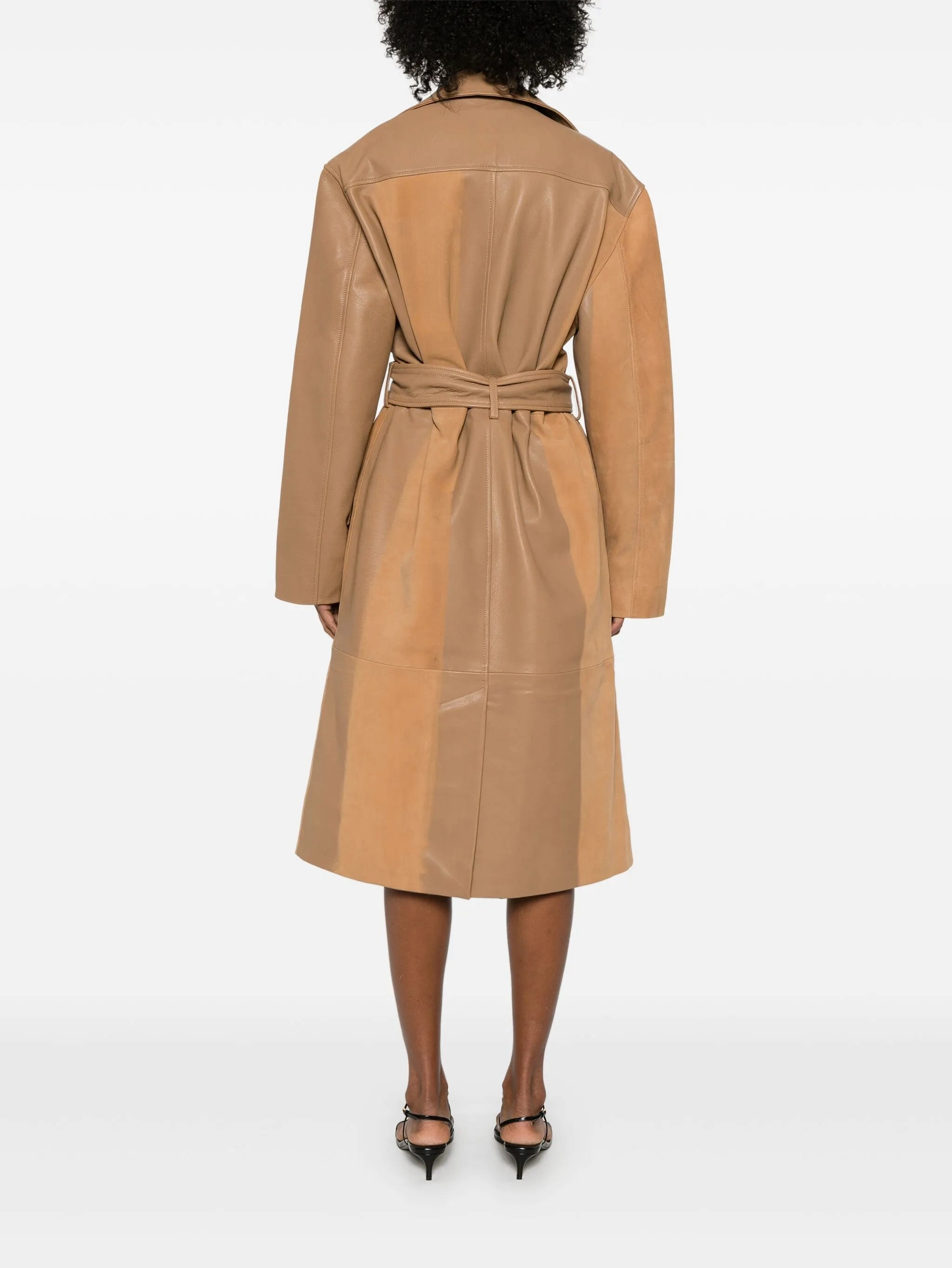 Cheap Puffer Coats scuffed-leather coat