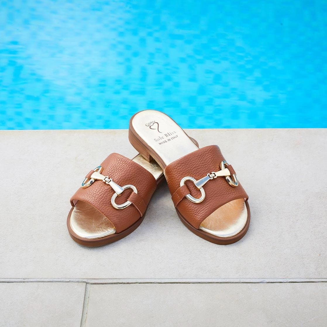 Bardot: Tan Leather Ultra Comfort Flip Flops Size 8