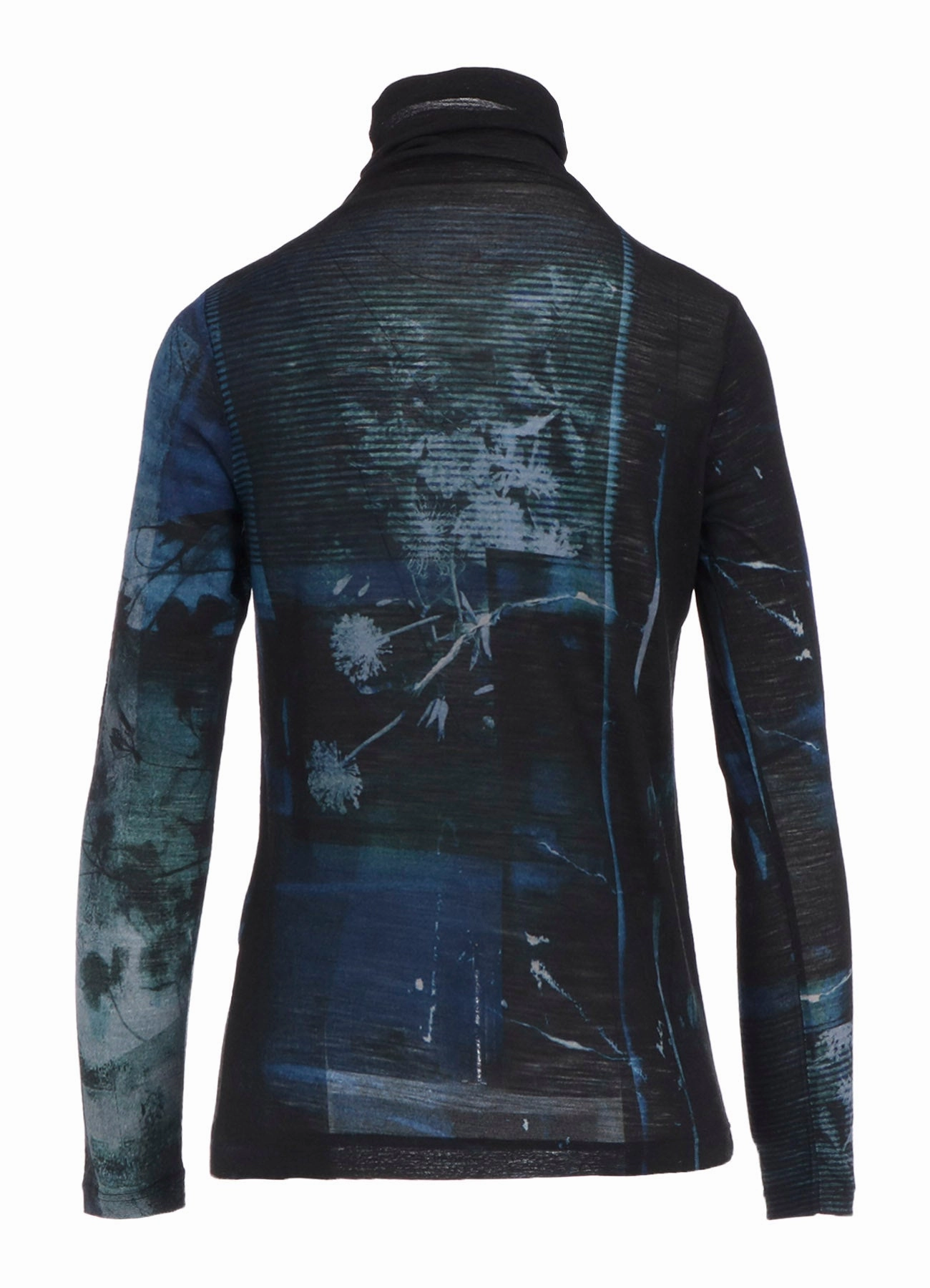 Formal Evening Jackets BLURRY FLOWER PRINTTED HIGH NECK LONG SLEEVE T