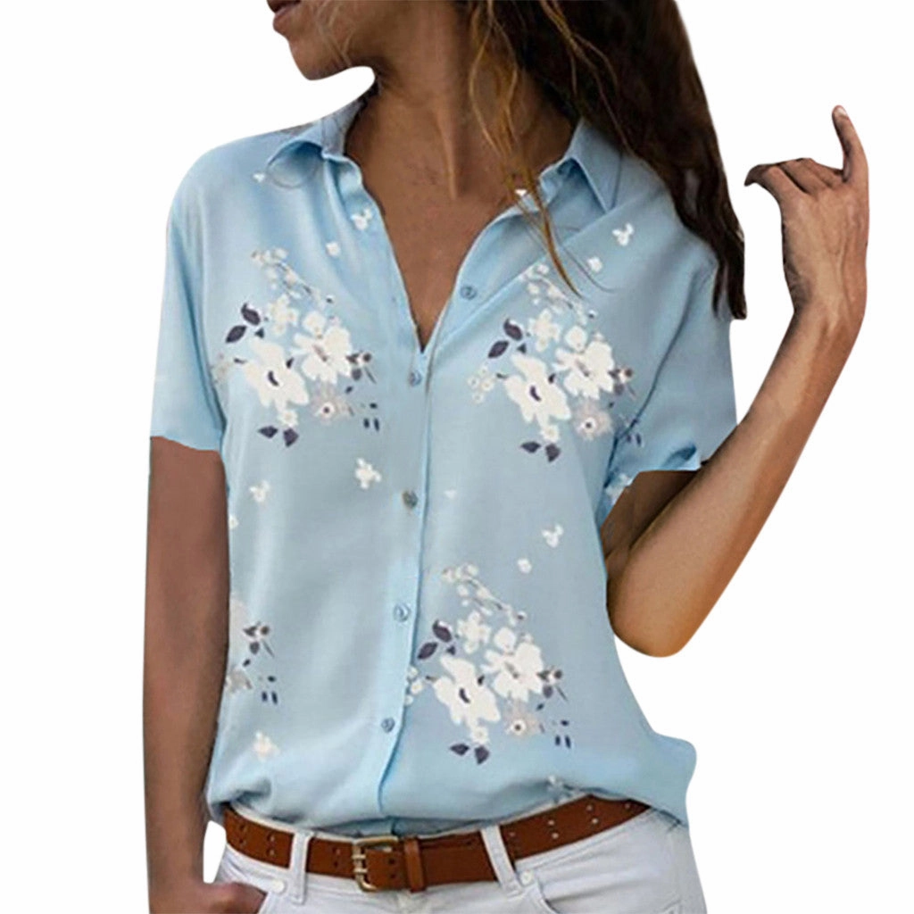 Tpb T Shirts FREE OSTRICH Women Shirts Plum Blossom Large Size Short Sleeve Loose Silky Thin Trend Elegant Noble Vogue Summer Blouse Shirts