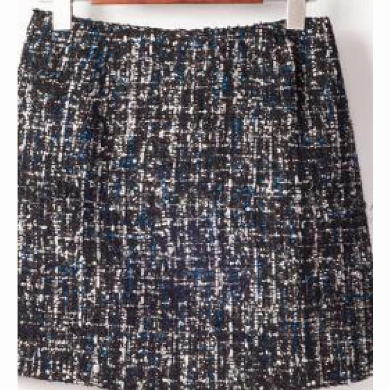 Fresh Style Sequins Tweed Pencil Skirt High Waist Mini Skirt 