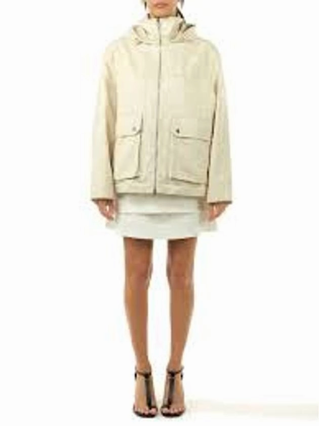 Genuine Leather Jackets Gucci Jumbo GG Canvas Puffer Hooded Jacket White