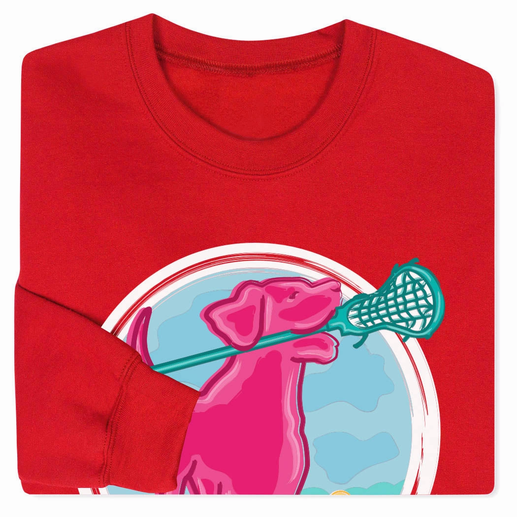 Chicago Bears Sweatshirts Hoodies Girls Lacrosse Crewneck Sweatshirt - Lacrosse Dog with Girl Stick