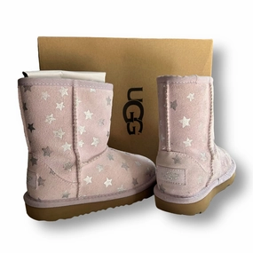 Girls UGG Boots Size 10 Classic II Short Stars Sheepskin Boots Sock Boots