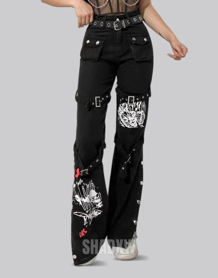 Cargo Pants Tapered Leg Goth Cargo Pants Womens