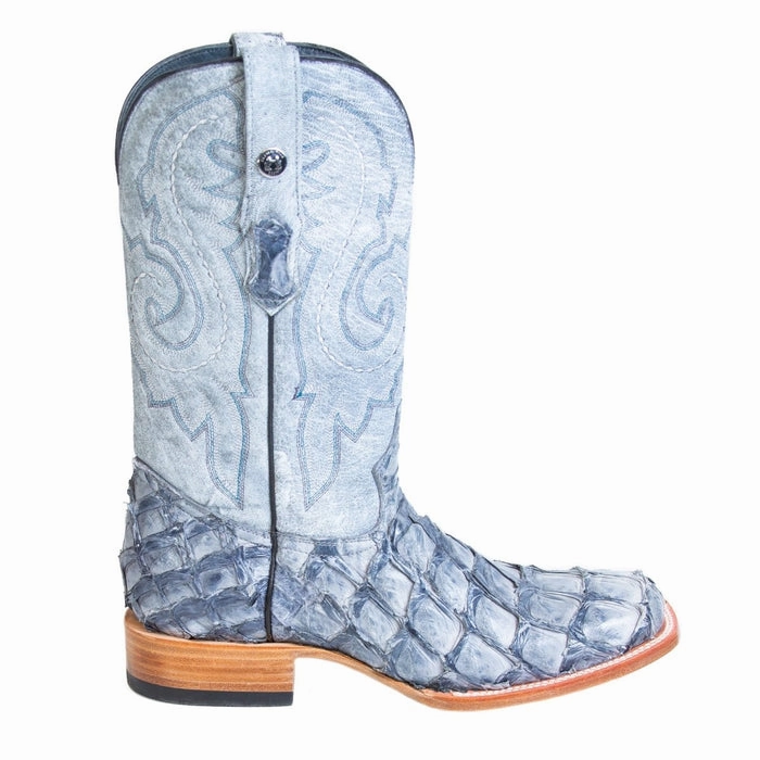 Cowboy Boots Las Vegas Men's Genuine Monster Fish Square Toe Boots Chocolate