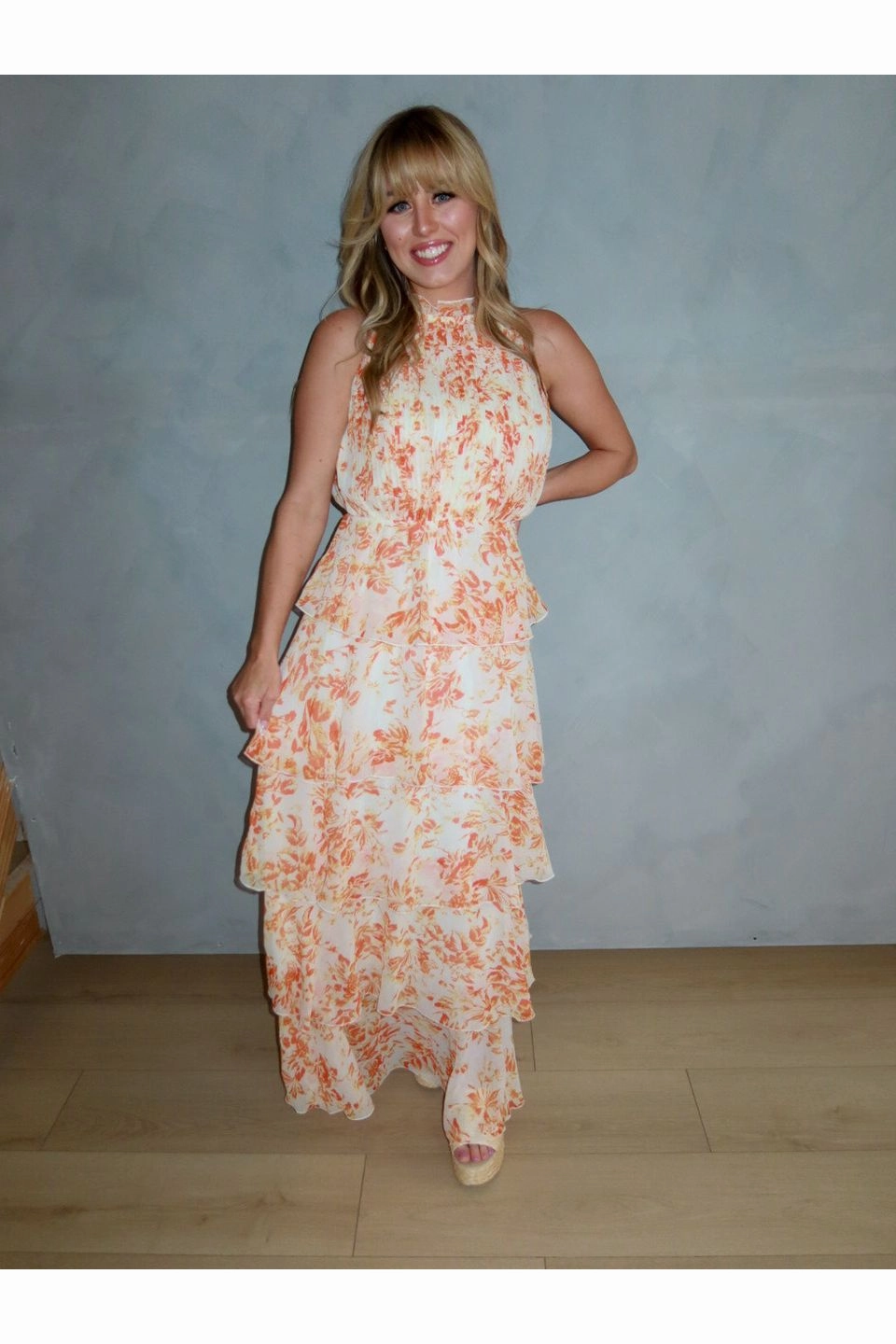 Satin Modest Maxi Dress Mari Tiered Dress