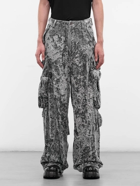 Midrise Cargo Pants Gray Crushed Velvet Cargo Pants (917PAM8-GRAY)