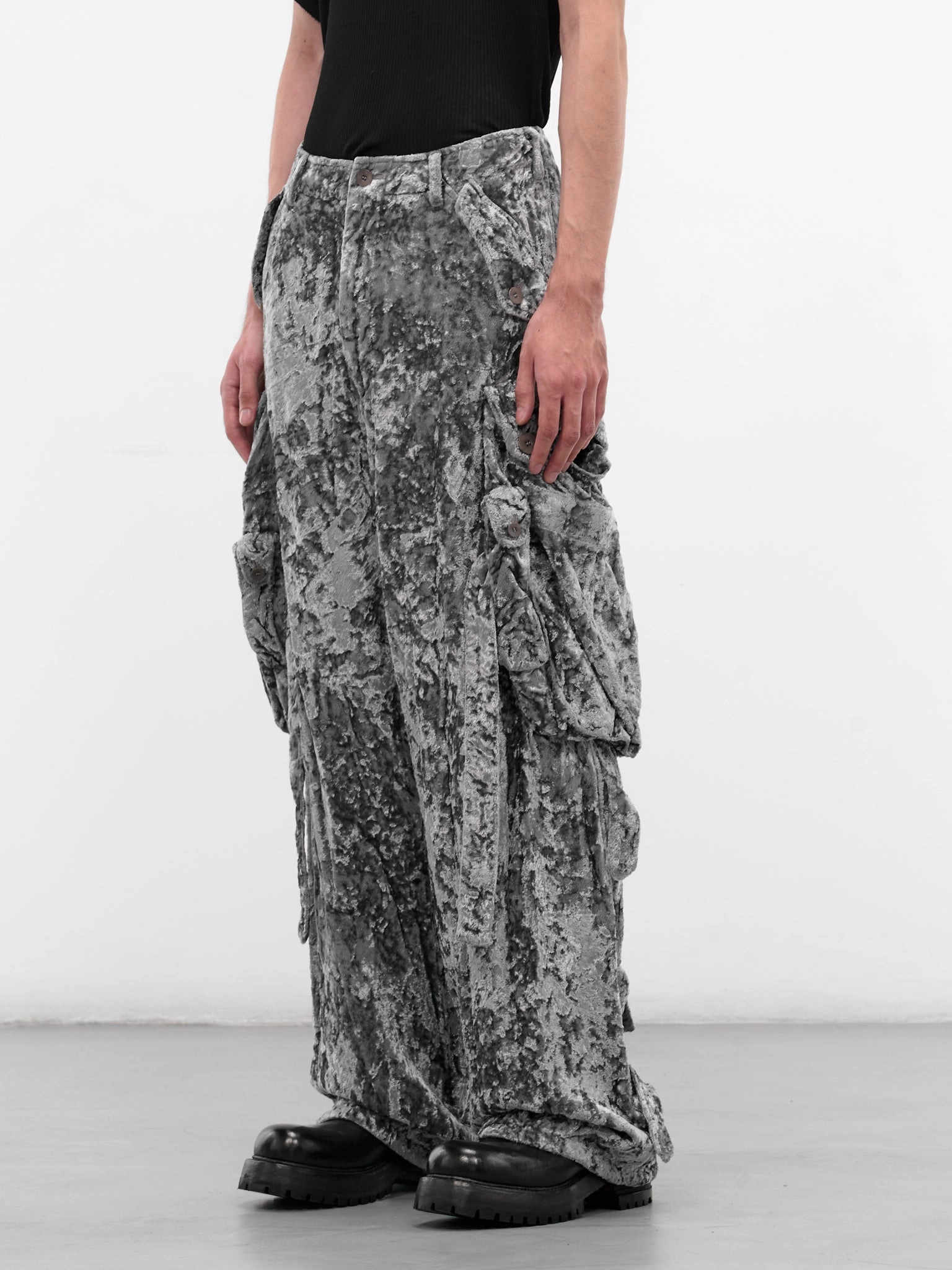 Poplin Cargo Pants Gray Crushed Velvet Cargo Pants (917PAM8-GRAY)