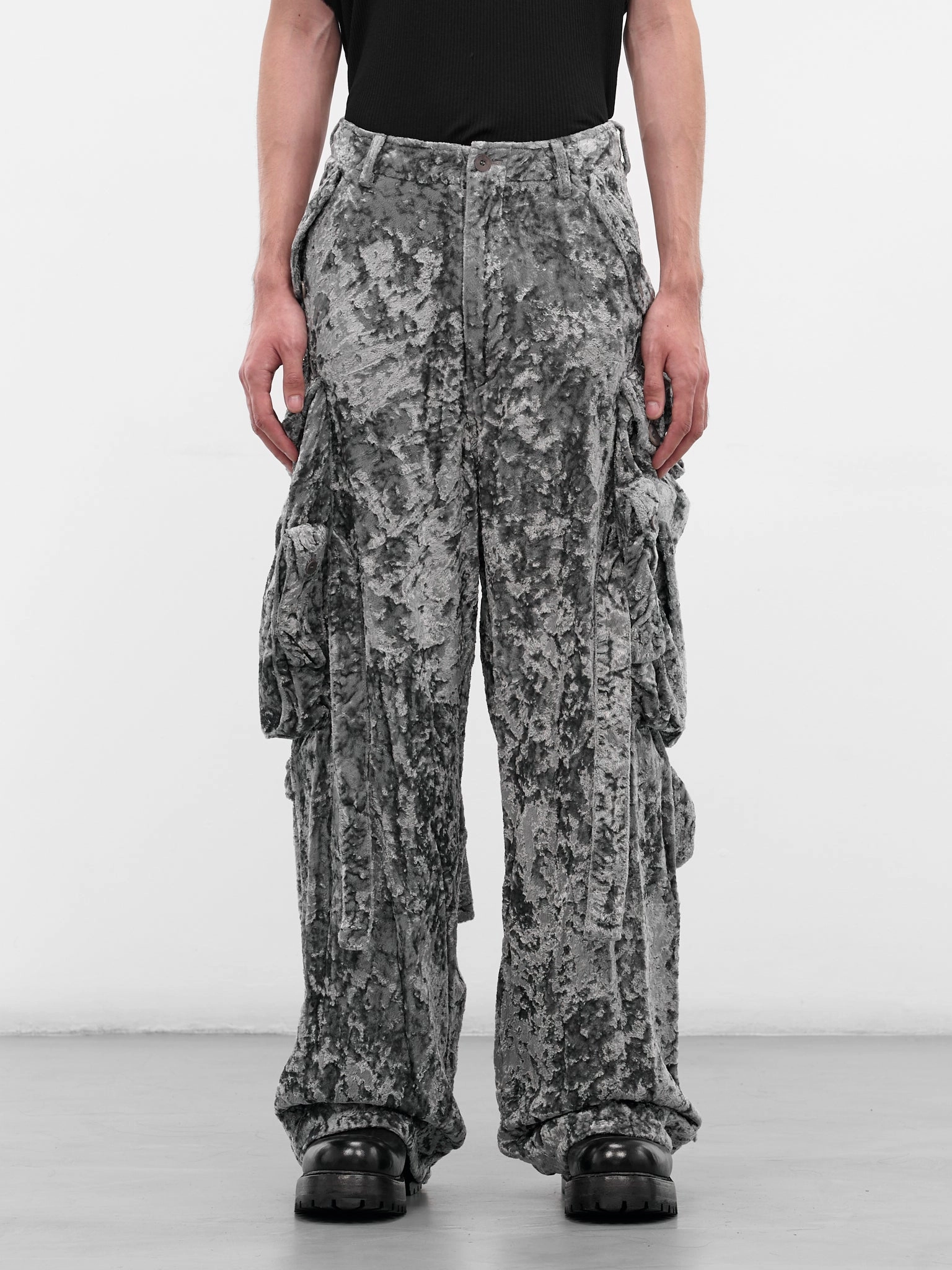 Gray Crushed Velvet Cargo Pants (917PAM8-GRAY) M65 Cargo Pants Alpha Industries
