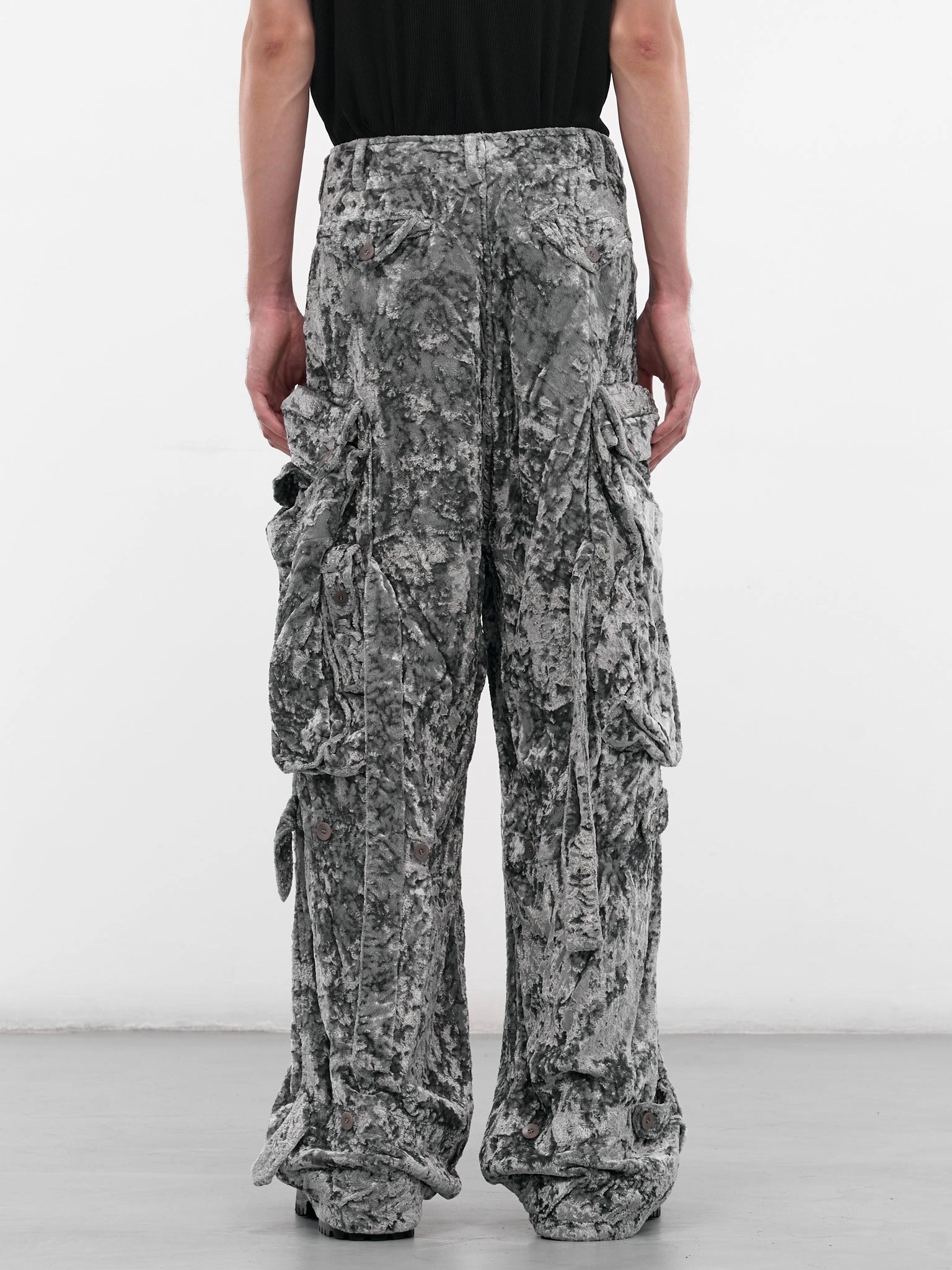 Gray Crushed Velvet Cargo Pants (917PAM8-GRAY) Belt With Cargo Pants