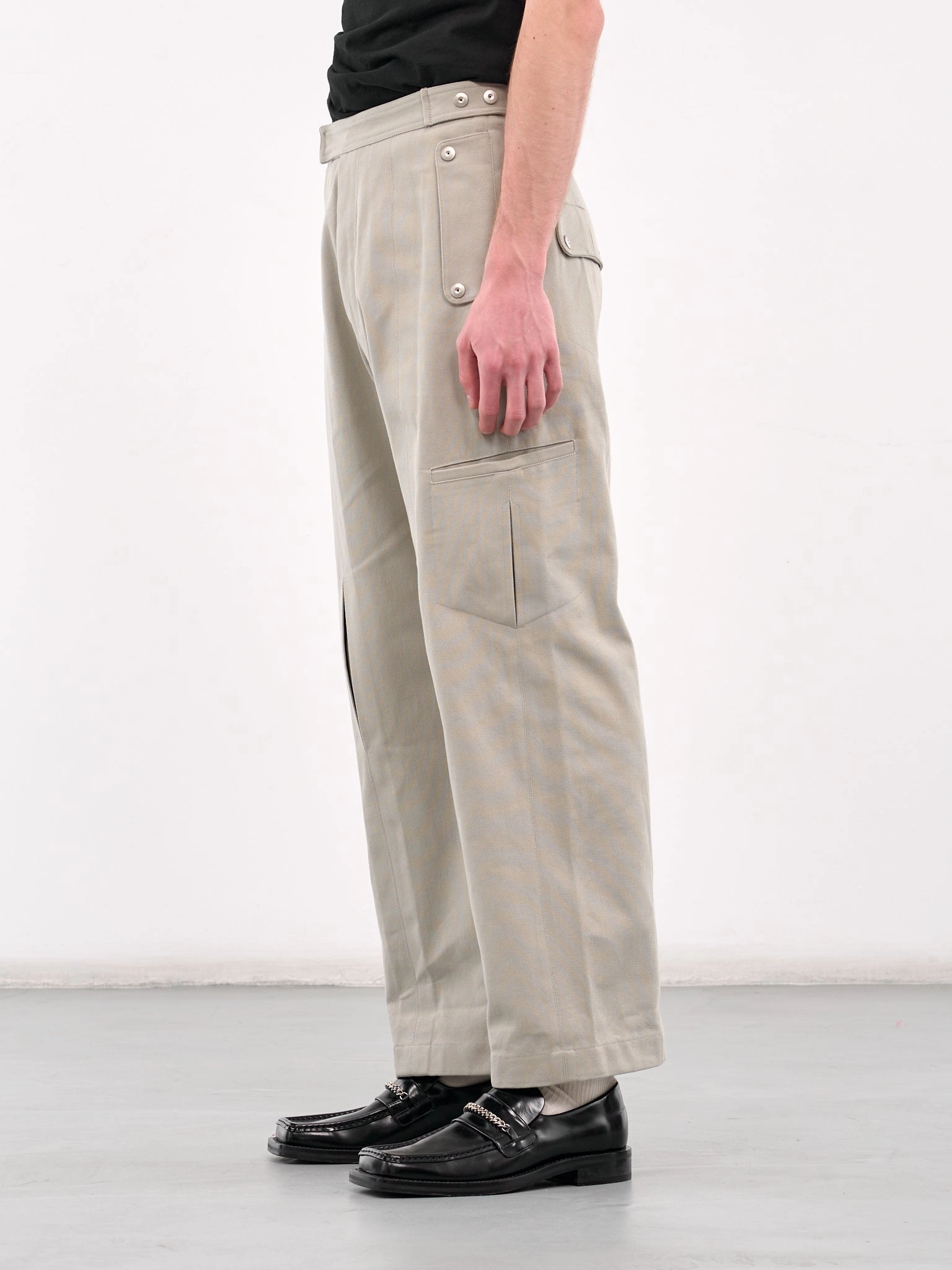 Carol Trousers (TRS-103-03-ASH) Marcelle Low Rise Barrel Corduroy Cargo Pants