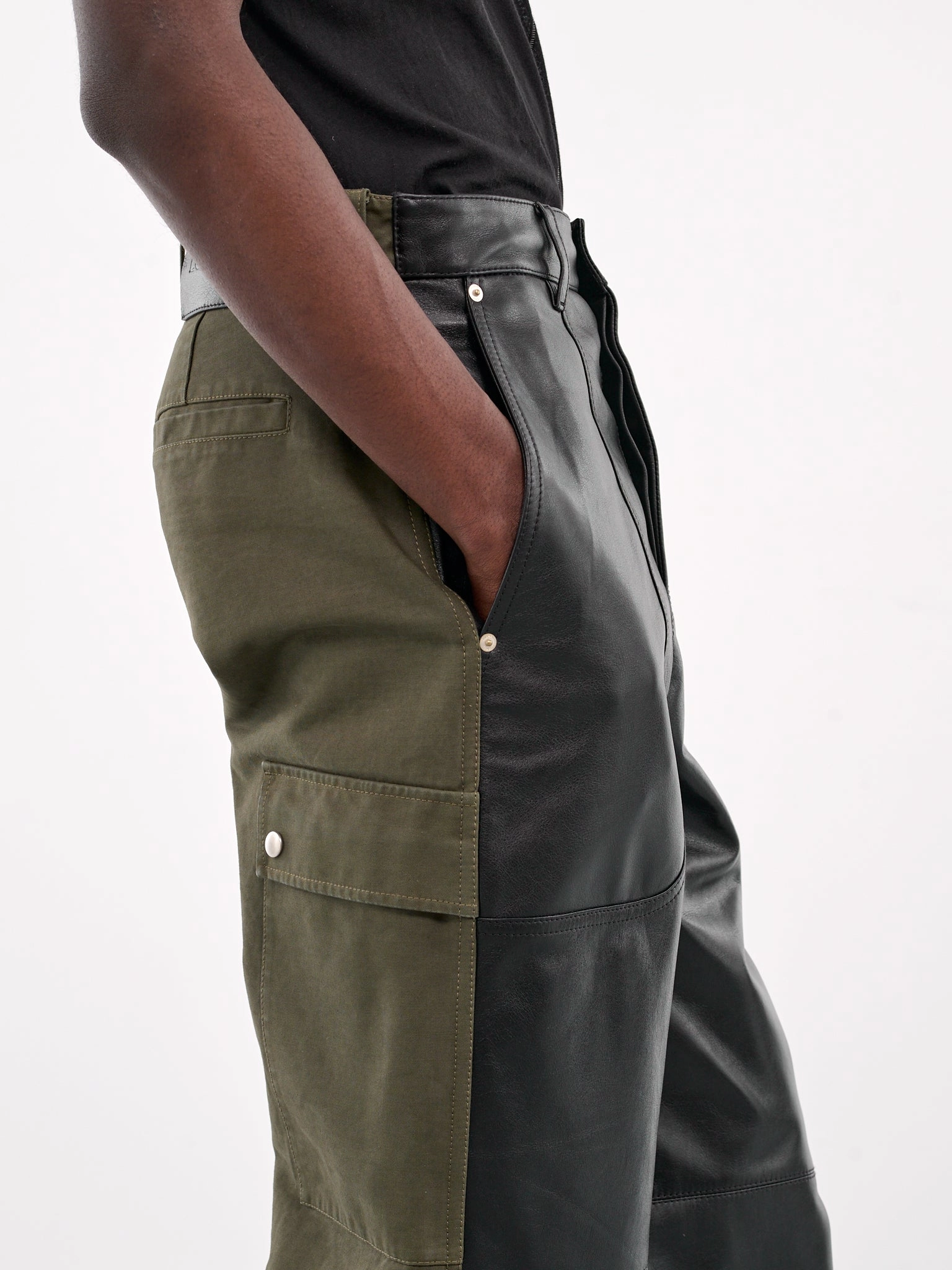 Nappa & Cotton Hybrid Cargo Trousers (H526Y04WFF-BLACK-KHAKI) Wrinkle Free Cargo Pants