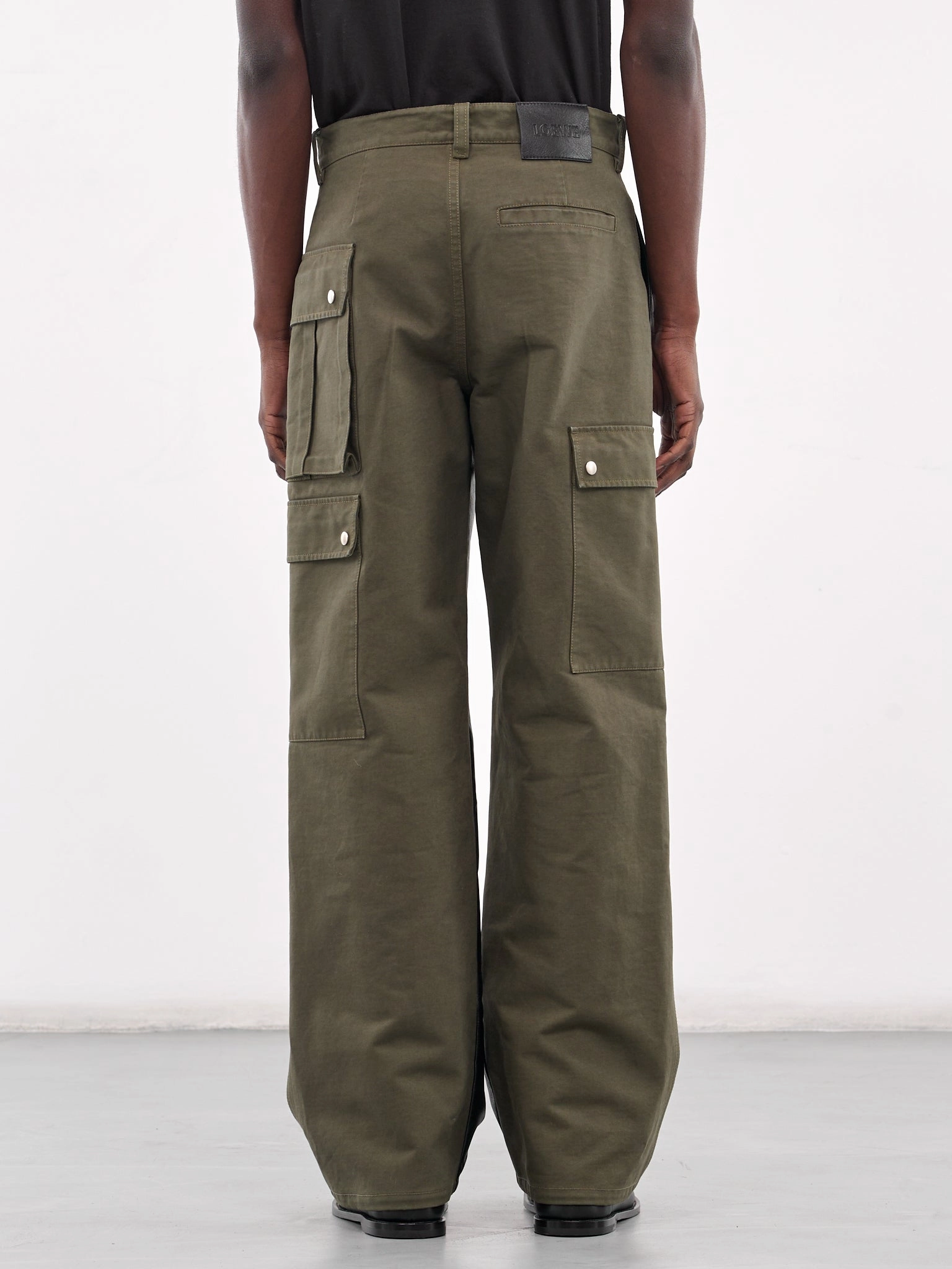 Nappa & Cotton Hybrid Cargo Trousers (H526Y04WFF-BLACK-KHAKI) Vetements Camo Cargo Pants
