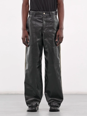 Nappa & Cotton Hybrid Cargo Trousers (H526Y04WFF-BLACK-KHAKI) Adjustable Straight Leg Cargo Pants