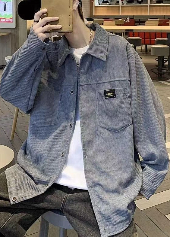 Grey Button Coats Coat Oversized Pockets Men Classy Corduroy Buy Coats