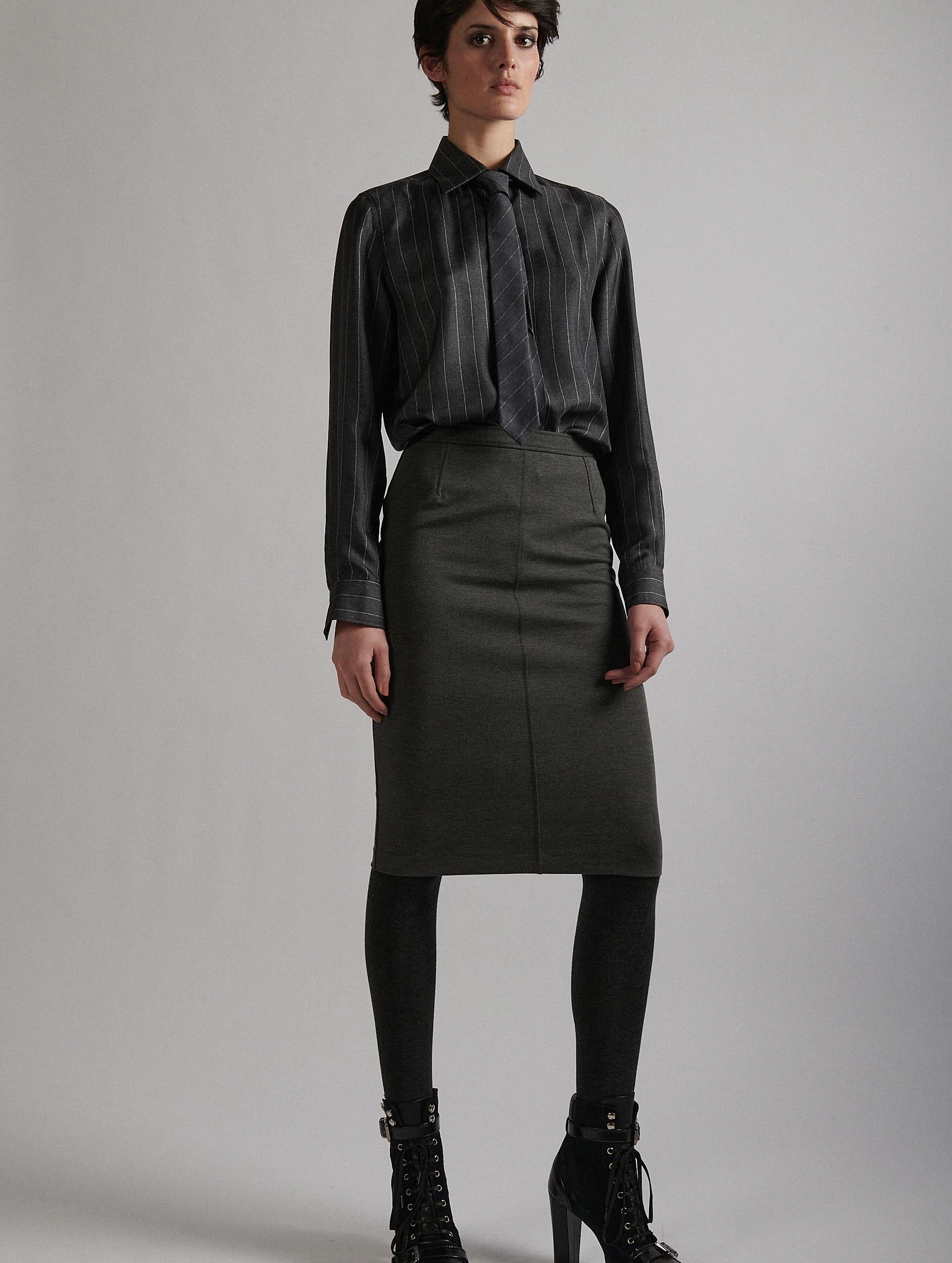 Grey milano jersey pencil skirt 