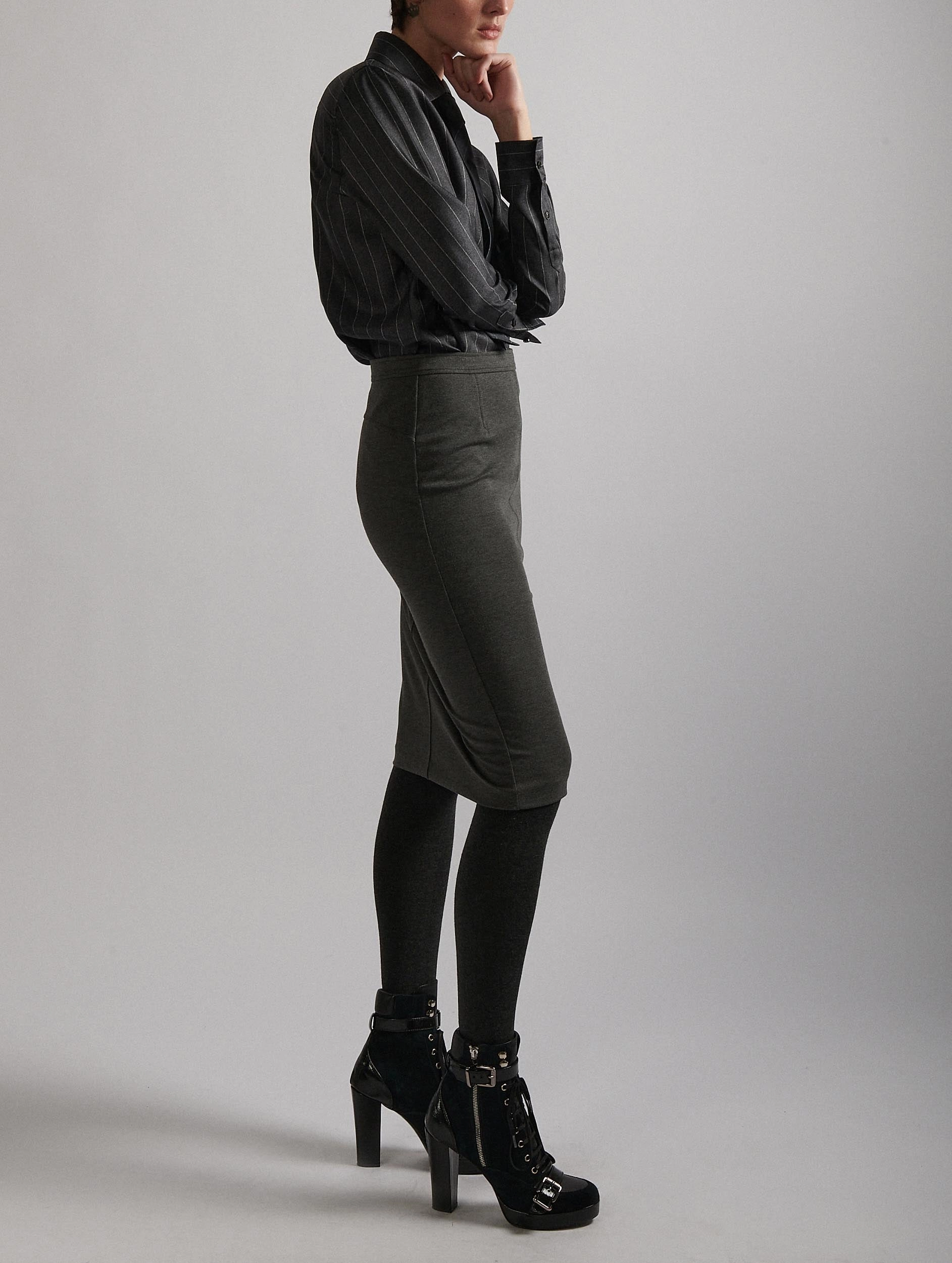 Grey milano jersey pencil skirt