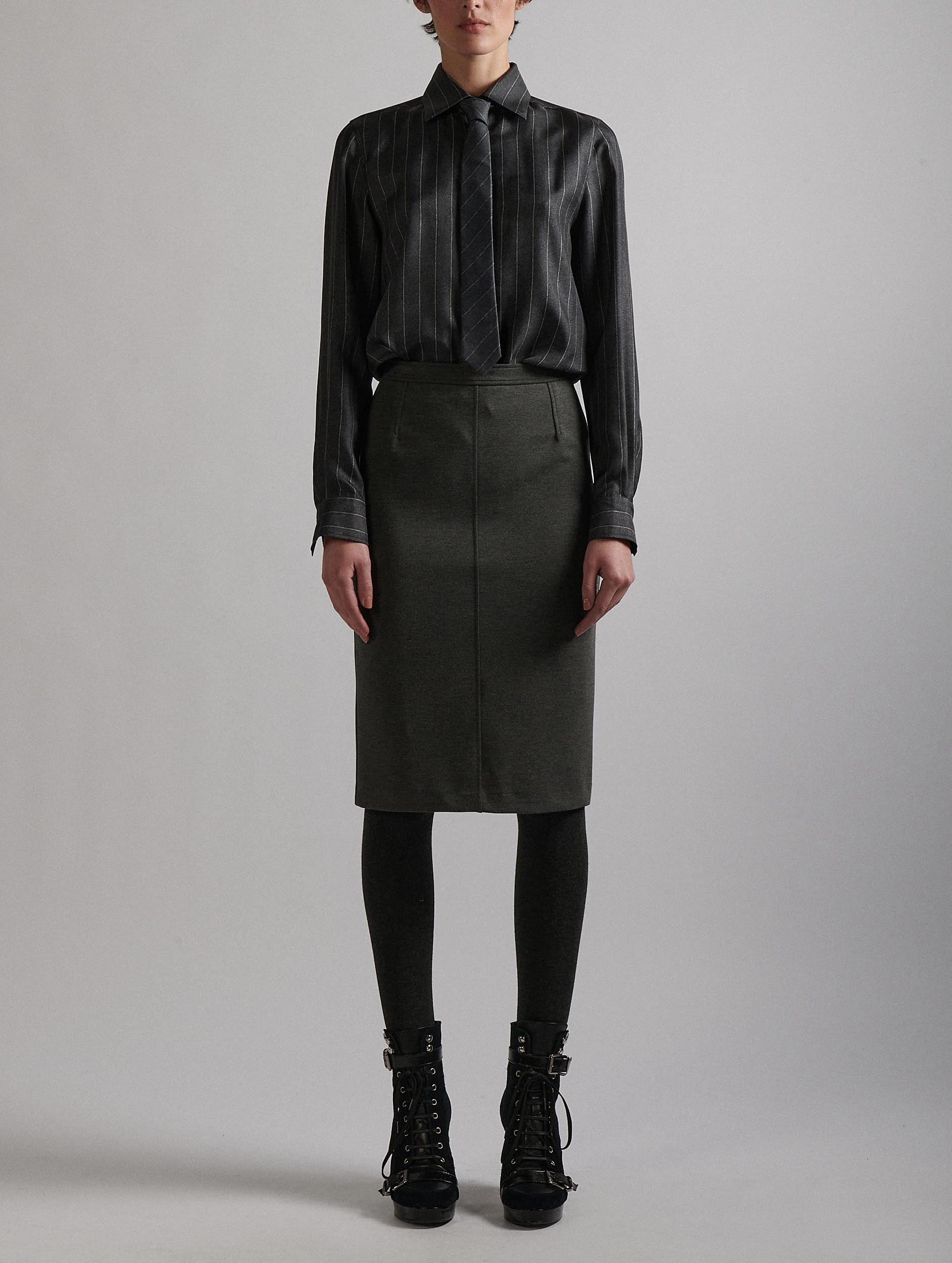 Grey milano jersey pencil skirt