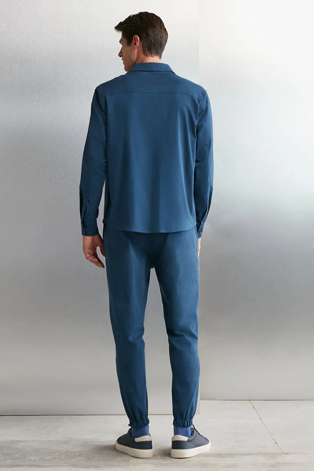 Bobrovsky Blue Jackets Grimelange Men's Blue Woven Thick Textured Surface Flap Pocket Buttoned Jacket