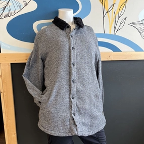 Grizzly - Women's Shearling-Lined Button-Down Jacket: Grey/Black-women-LG Fall Jackets With Hood