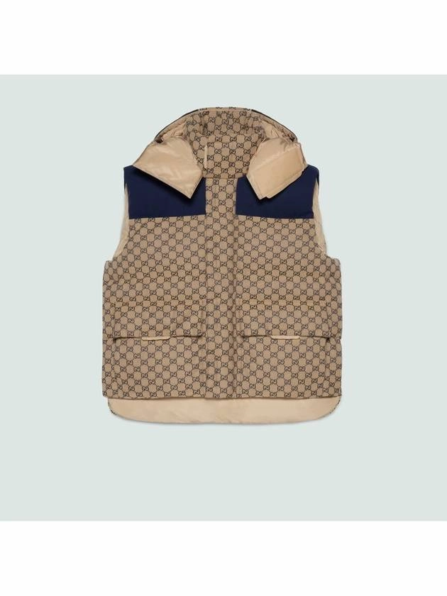 Cheap Sport Coats Near Me Gucci GG Canvas Down Vest With Detachable Hood Beige Blue