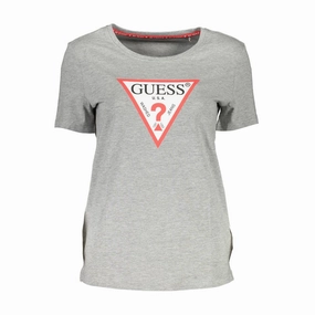 T Shirts To Match Air Jordans Guess Jeans Gray Cotton Women T-Shirt