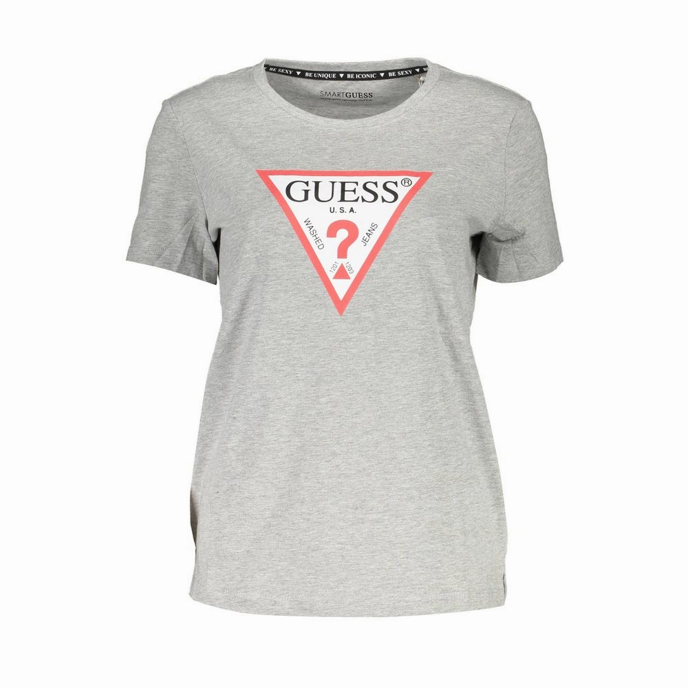 Gulfside Custom T Shirts Guess Jeans Gray Cotton Women T-Shirt