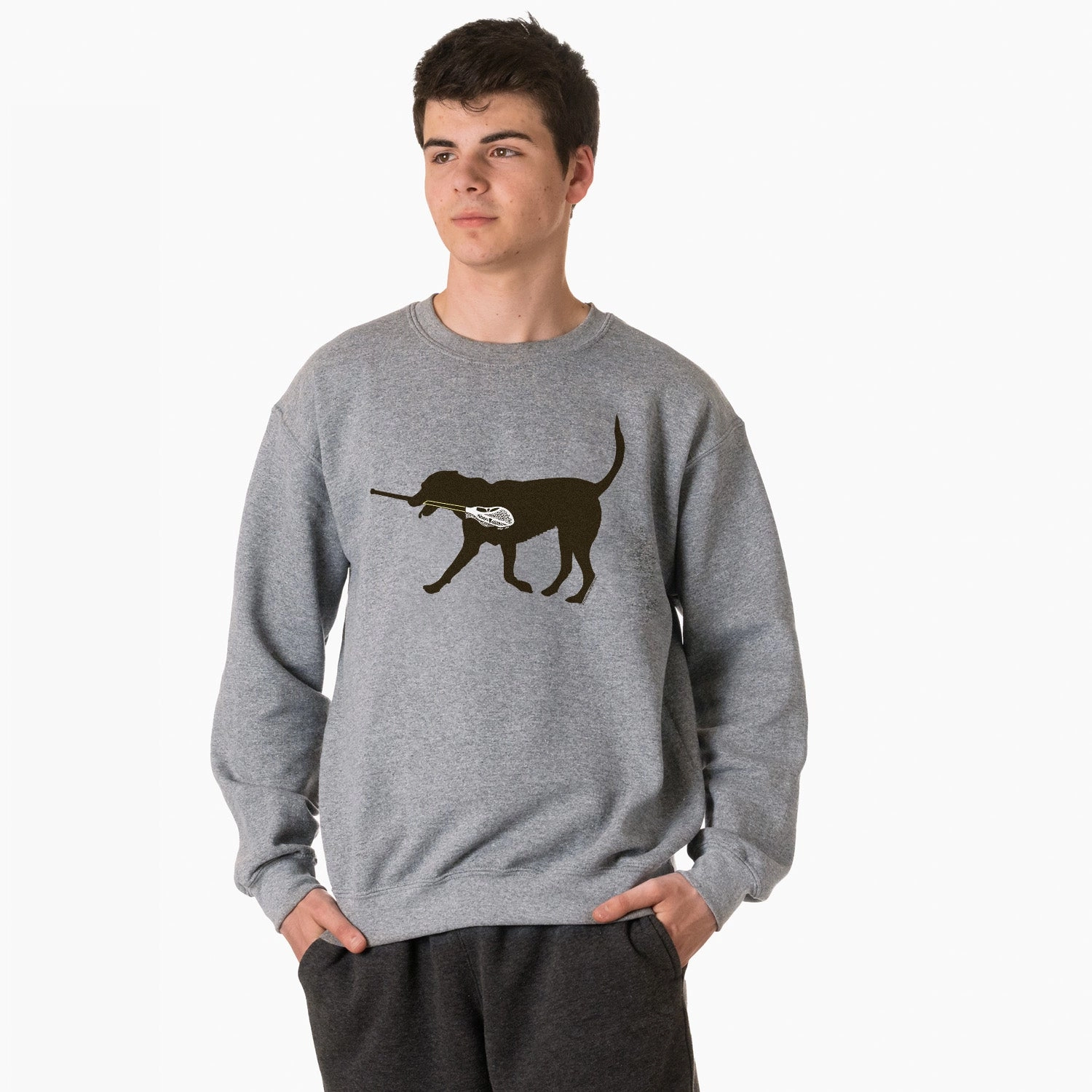 Guys Lacrosse Crewneck Sweatshirt - Max The LAX Dog Ucf Sweatshirts