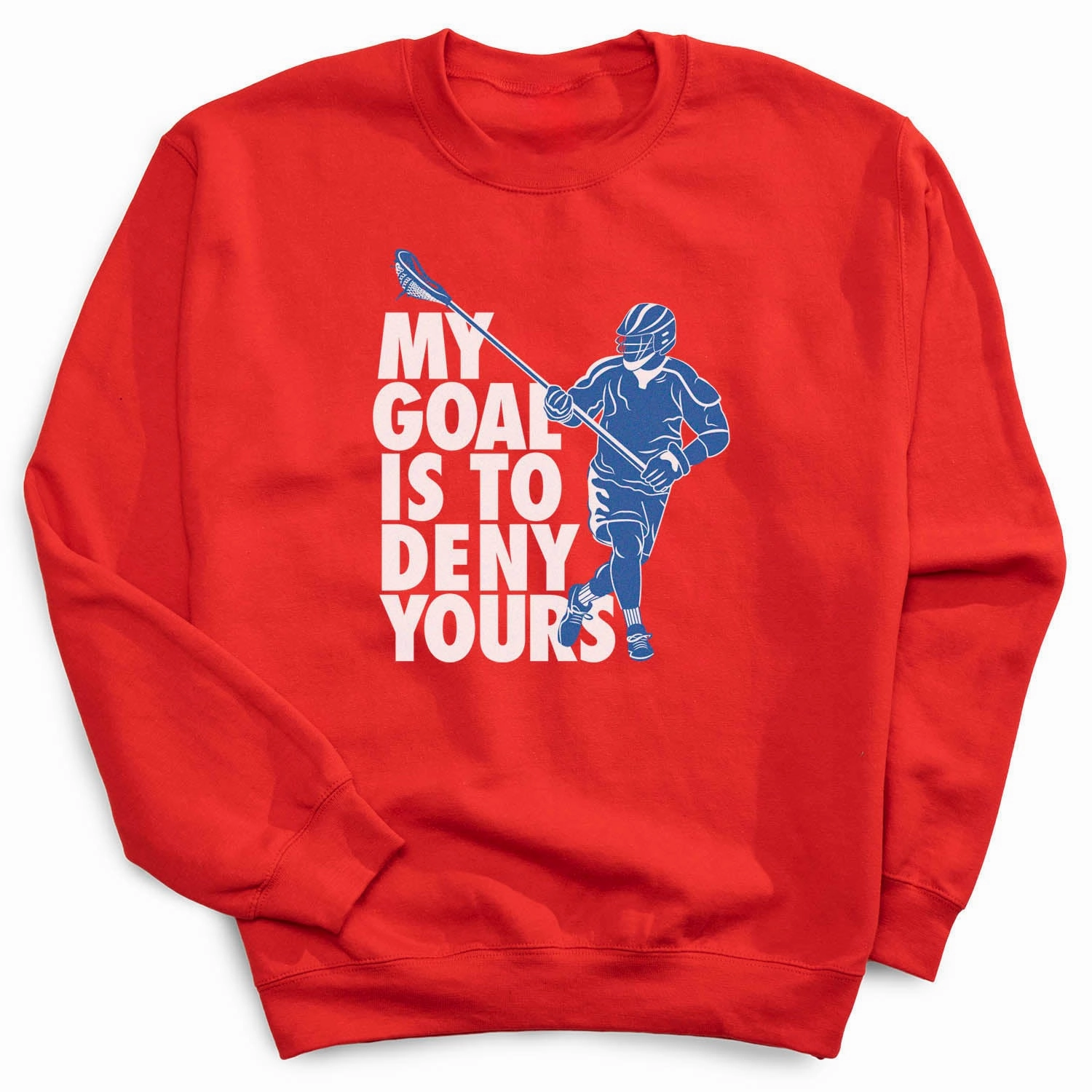 Obey Sweatshirts Guys Lacrosse Crewneck Sweatshirt - My Goal Is to Deny Yours Defenseman