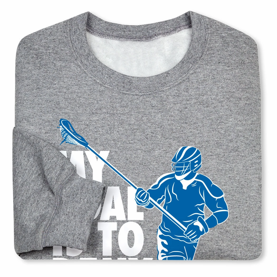 Cupshe Sweatshirts Guys Lacrosse Crewneck Sweatshirt - My Goal Is to Deny Yours Defenseman
