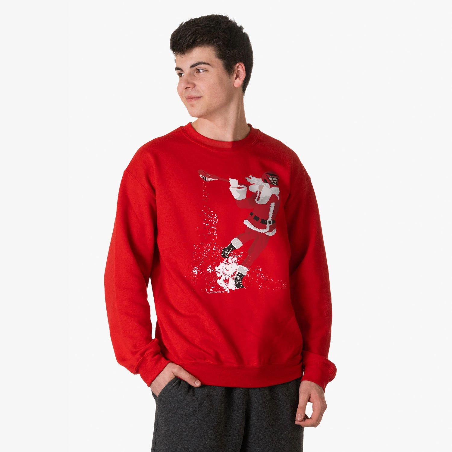 Performance Sweatshirts Guys Lacrosse Crewneck Sweatshirt - Santa Laxer