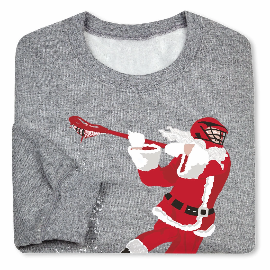 Guys Lacrosse Crewneck Sweatshirt - Santa Laxer Teen Sweatshirts