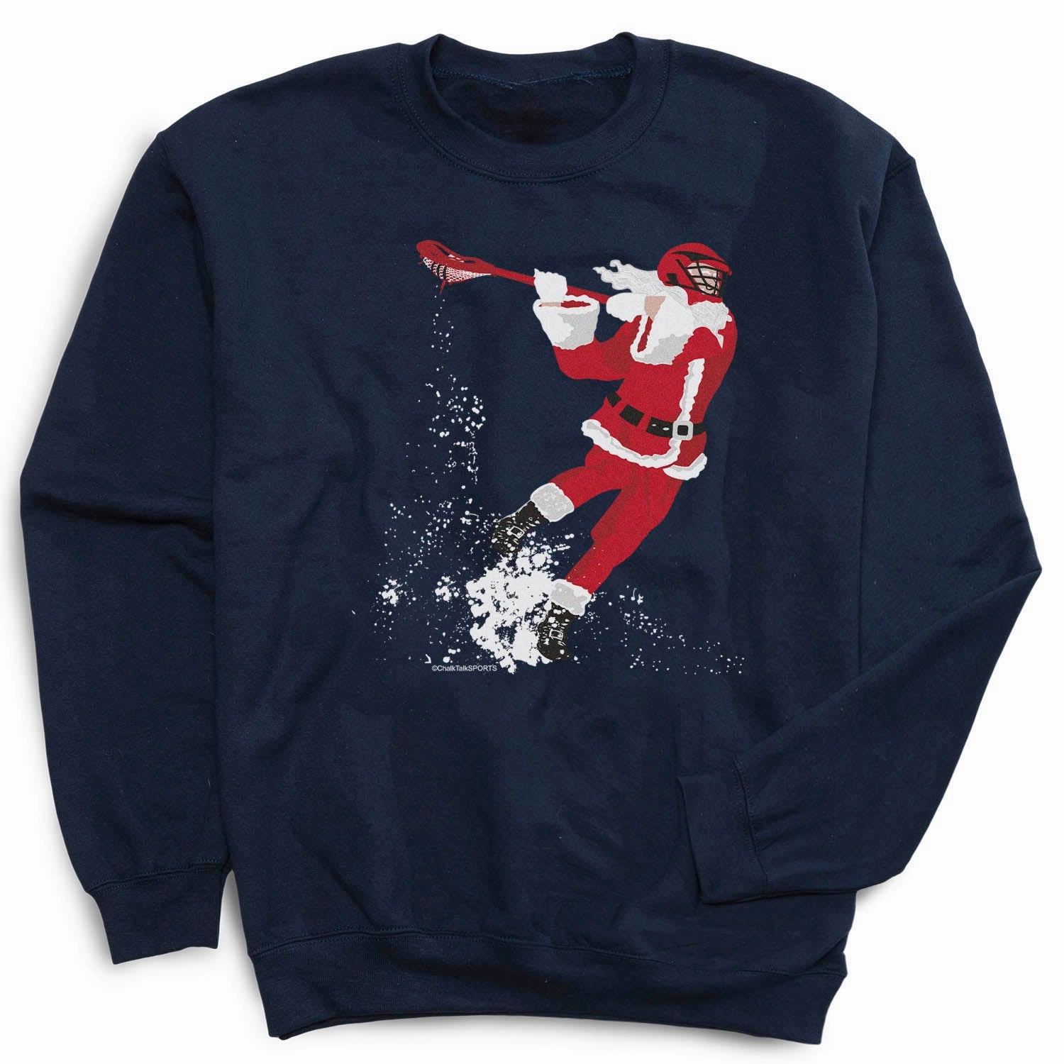 Guys Lacrosse Crewneck Sweatshirt - Santa Laxer Saints Sweatshirts