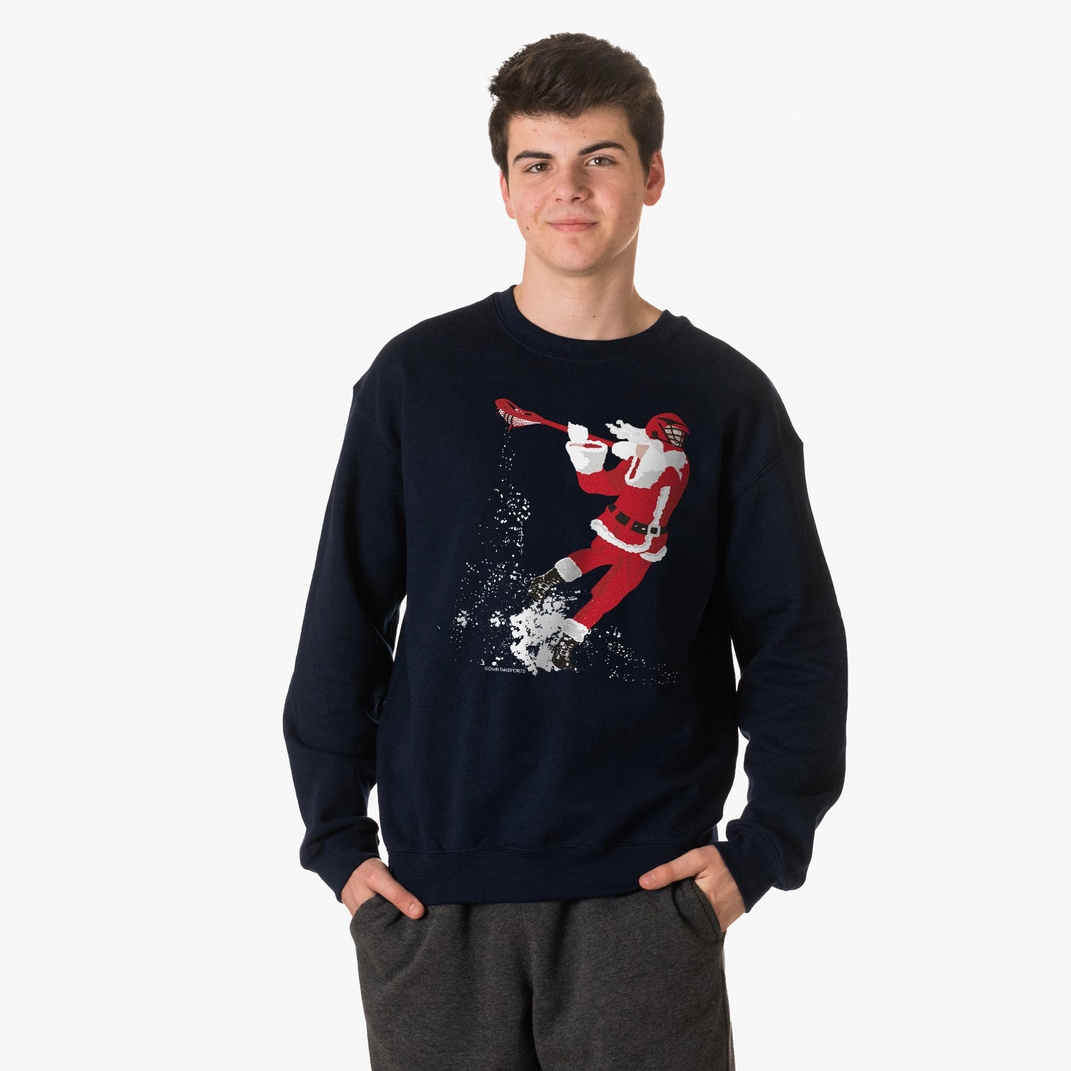 Sweatshirts Forever 21 Guys Lacrosse Crewneck Sweatshirt - Santa Laxer