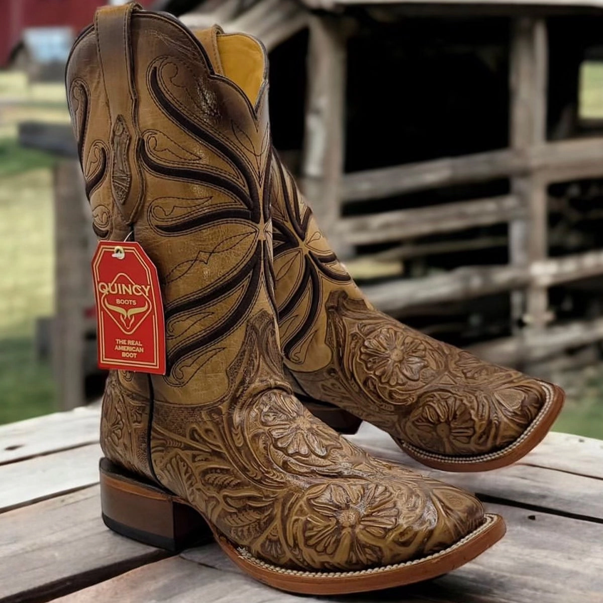 Wolverine Mile Boots Hand-Tooled Print Cowboy Boots