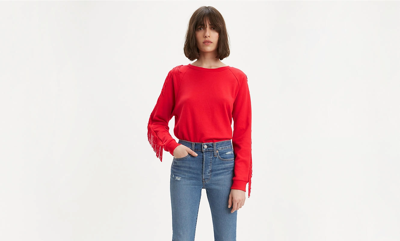 Levis Women's Reese Crewneck Fringe Sweatshirt Sweatshirts Christmas