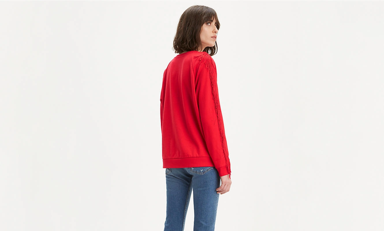 Levis Women's Reese Crewneck Fringe Sweatshirt Brown University Sweatshirts
