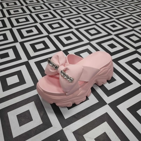 Pink Platform Sandals Buckle Strap Sandals