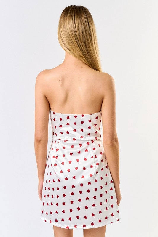 Fur Trimmed Mini Dress Heartbreaker Satin Mini Dress