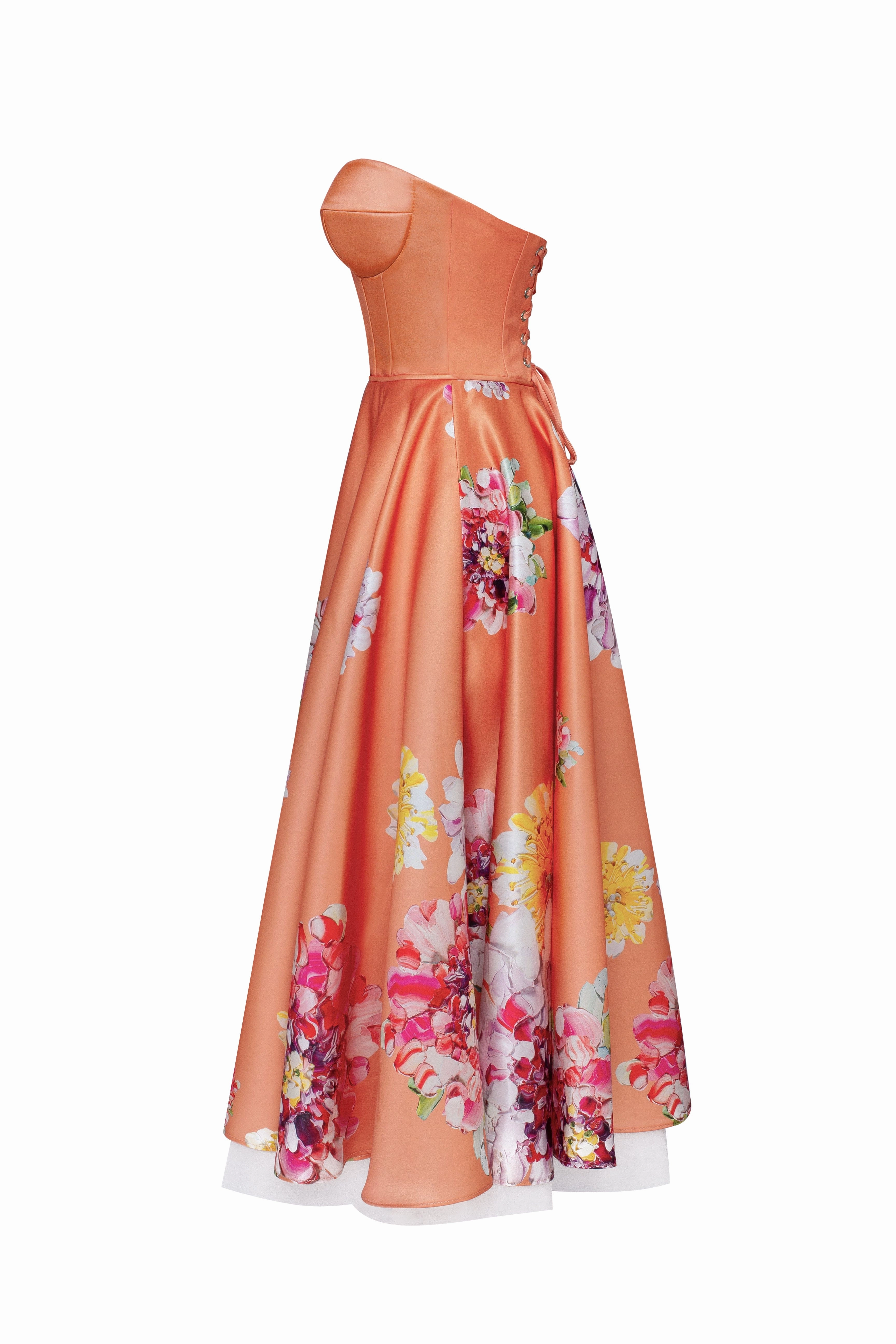 Playful orange floral midi dress with bow, Glow-Up Dress To Impress Hipster