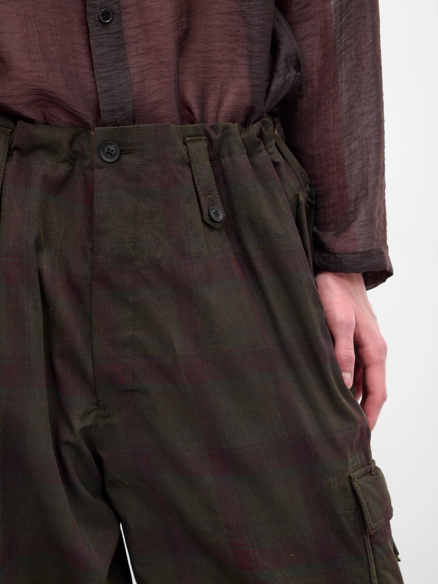 Black Wide Leg Plaid Cargos (HL-P61-015-1-BLACK) Kloud 9 Cargo Pants