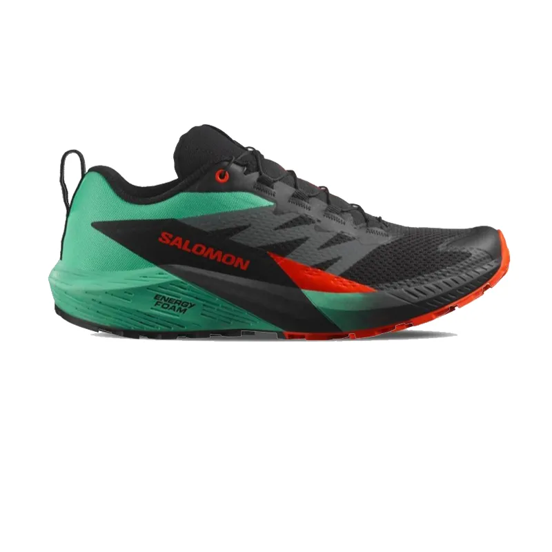 SALOMON - Sense Ride 5 - Black Bay/Cherry Tomato - Men's [476982] Terrex Soulstride Ultra Trail Running Shoes