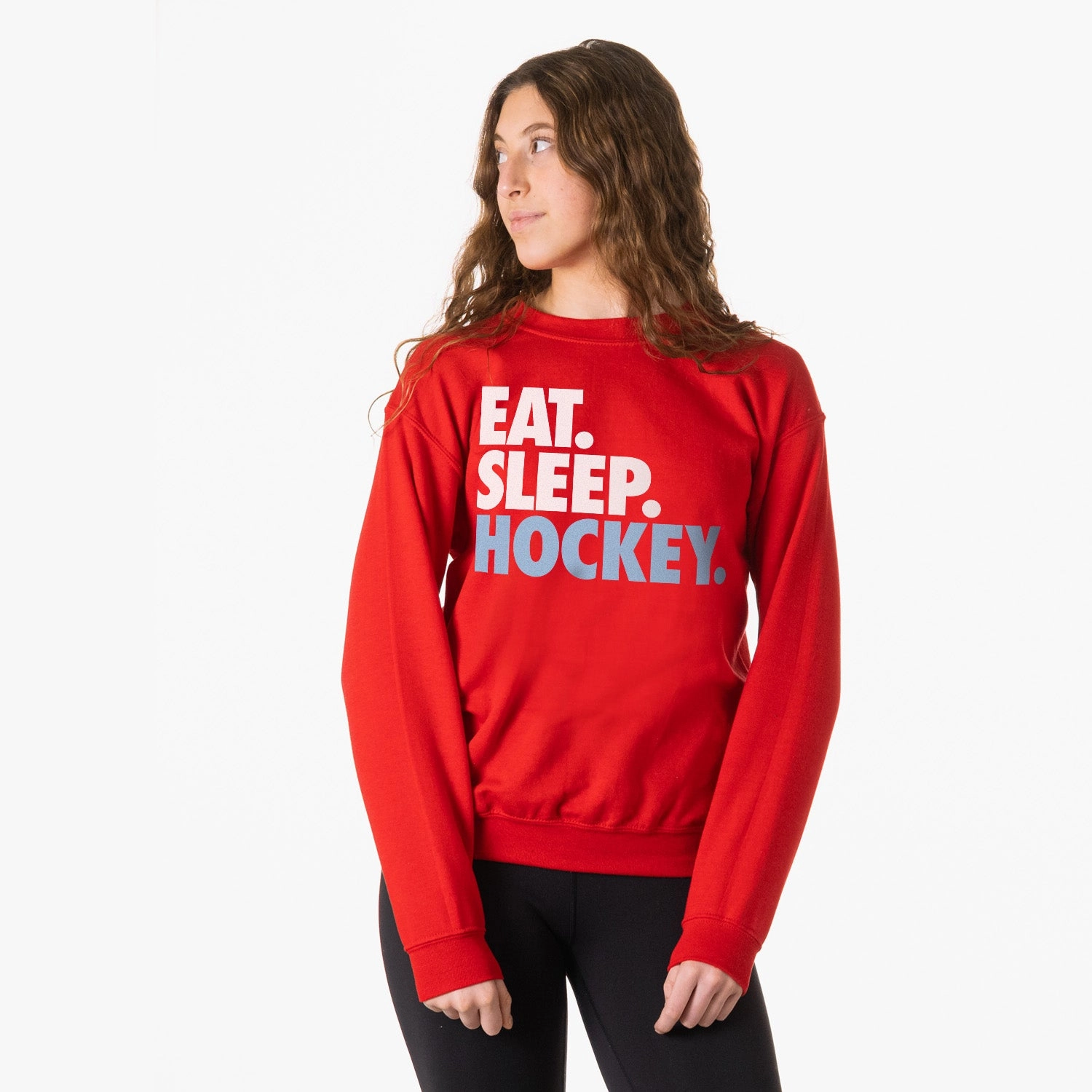 Hockey Crewneck Sweatshirt - Eat Sleep Hockey (Bold) Zion National Park Sweatshirts