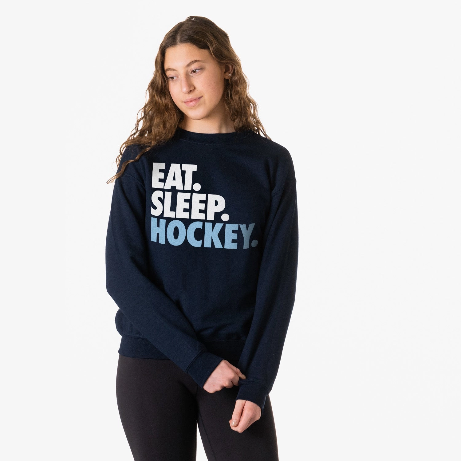 Hockey Crewneck Sweatshirt - Eat Sleep Hockey (Bold) Creepypasta Sweatshirts