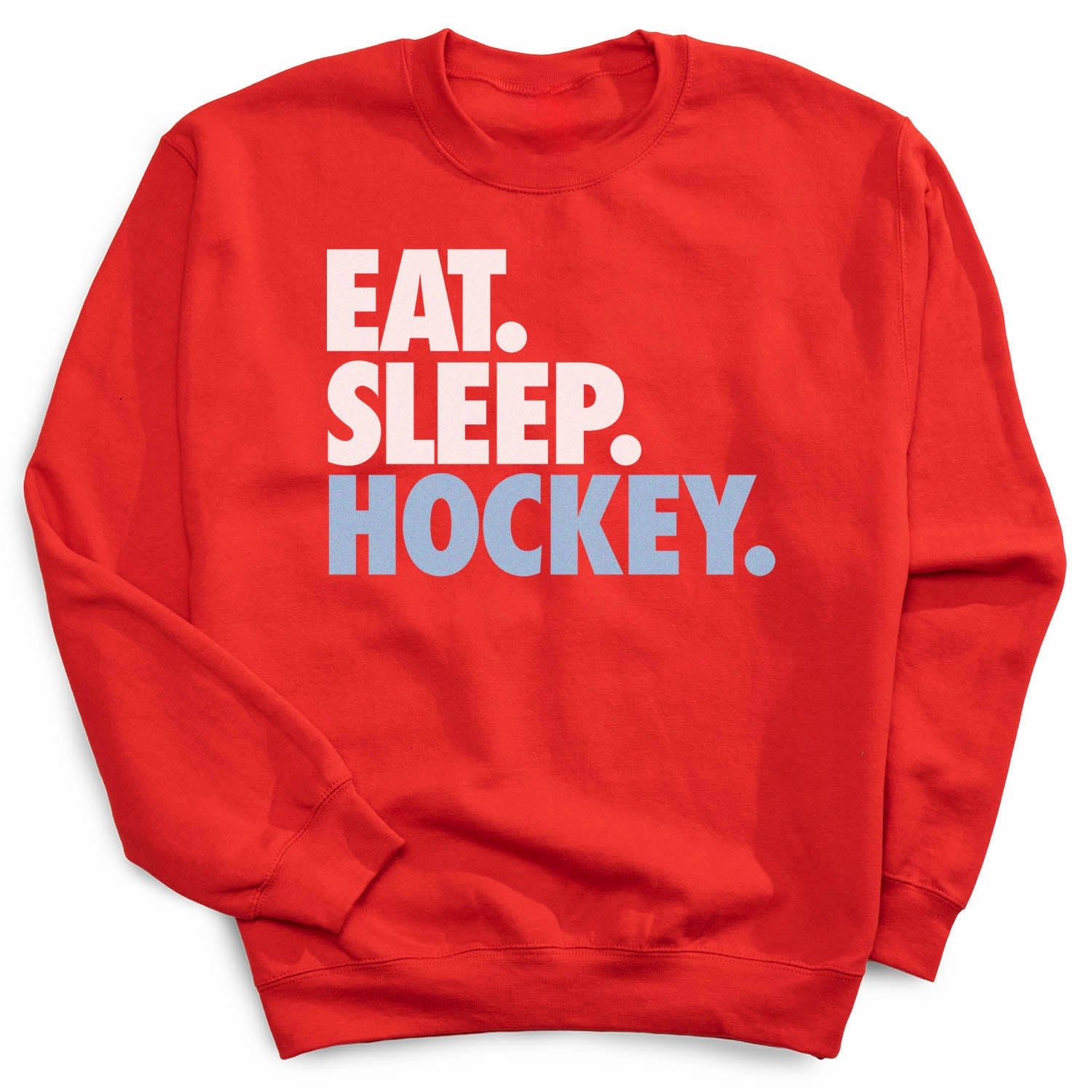 Hockey Crewneck Sweatshirt - Eat Sleep Hockey (Bold) Anniversary Sweatshirts