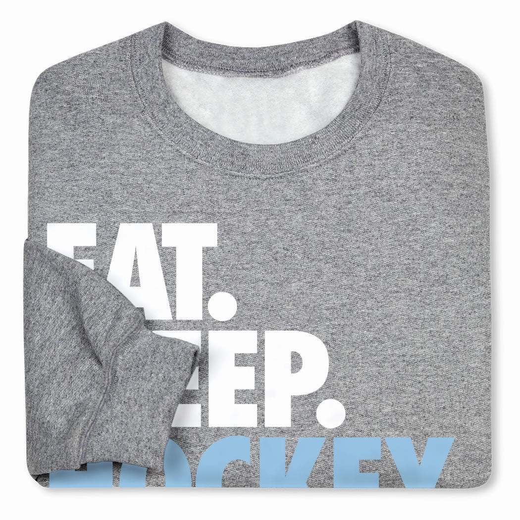 Hockey Crewneck Sweatshirt - Eat Sleep Hockey (Bold) Sweatshirts Youth