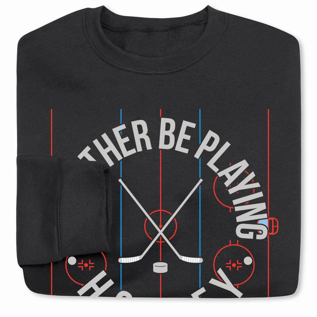 Hockey Crewneck Sweatshirt - Rather Be Playing Hockey Traverse City Michigan Sweatshirts